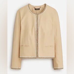 NWT J.Crew Cropped Linen Lady Jacket Raffia Woven Buff Clay Beige 14